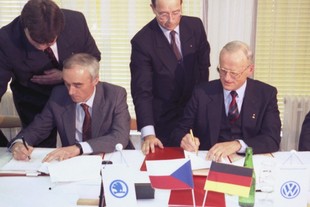 16. duben 1991: ministr Jan Vrba a dr. Carl Hahn