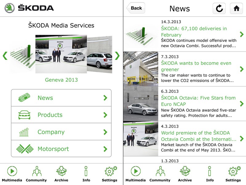 Aplikace Škoda Media Services v nové podobě 