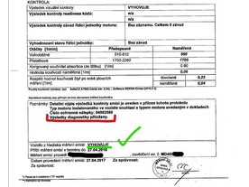 V poznámkách DEKRA píše, že přílohou protokolu je výpis diagnostiky, ale zákazníkovi bylo SME DEKRA řečeno, že přílohu n