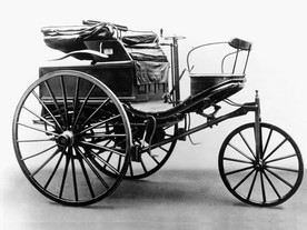 Benz Patentwagen model Model 3 z roku 1888 se štítkem E. Roger