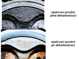 Spalovací prostor před a po dekarbonizaci