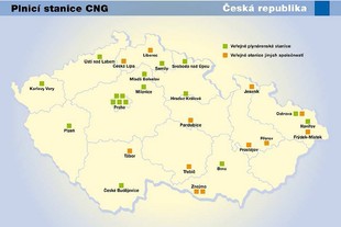 CNG - síť čerpacích stanic v ČR