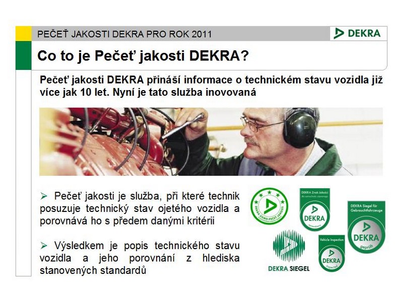 Pečeť jakosti DEKRA