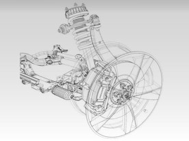 Jaguar F-TYPE - 3D vizualizace přední nápravy