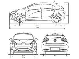 Kia Rio - hlavní rozměry