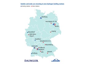Síť plnicích stanic na H2 podle projektu Linde a Daimler