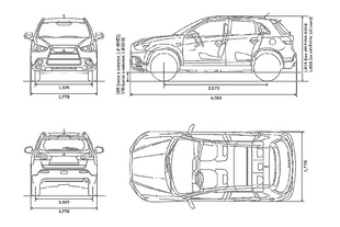 Mitsubishi ASX - hlavní rozměry
