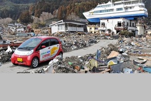Mitsubishi i-MiEV ve městě Sendai