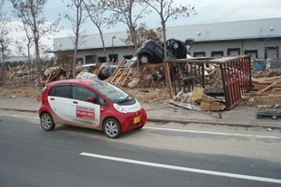 Mitsubishi i-MiEV ve městě Sendai