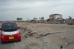 Mitsubishi i-MiEV ve městě Sendai