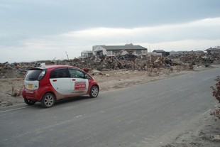 Mitsubishi i-MiEV ve městě Sendai