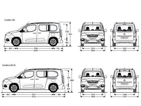 Opel Combo Life - hlavní rozměry