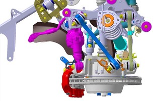 Aktuátor na zadní nápravě při pohledu shora