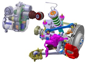 Aktuátor a jeho umístění na zadní nápravě