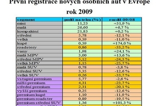 Podíl jednotlivých segmentů na evropském trhu