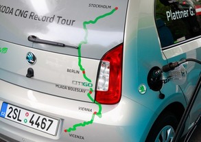Škoda Citigo CNG a mapa rekordní trasy