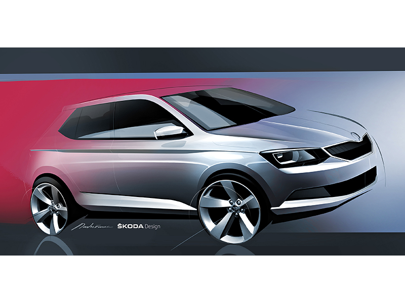 První zveřejněná skica nového modelu Škoda Fabia.
