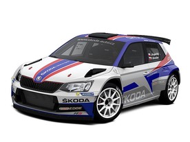 Škoda Fabia R5 v barvách české vlajky