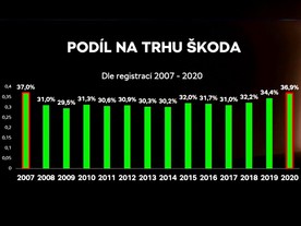 Škoda Auto v ČR 2020 - podíl na trhu
