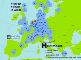 Čerpací stanice na vodík v Evropě