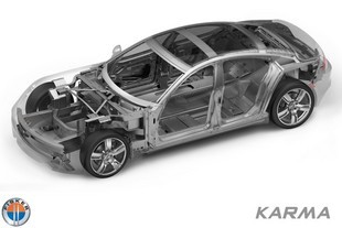 Fisker Karma - hliníkový rám pro elektromobil vyráběný u firmy Valmet